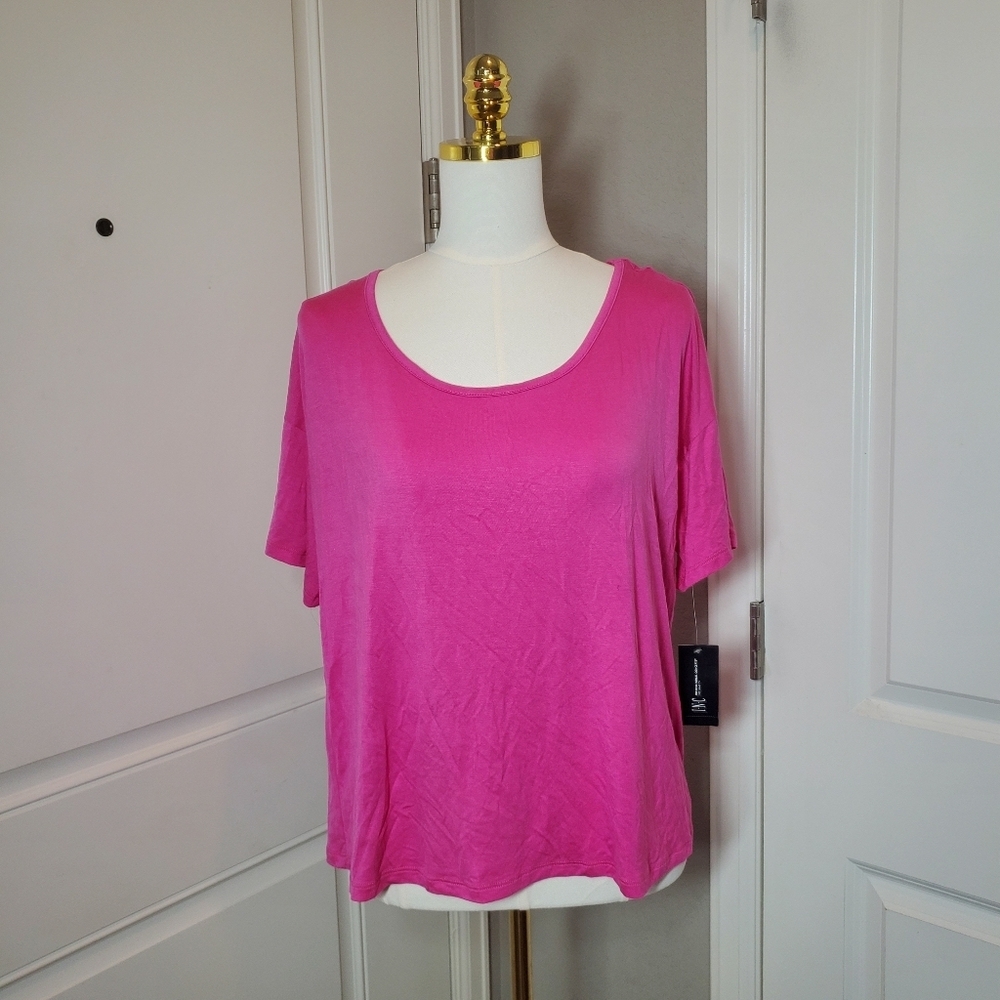 NWT INC International Concepts Intimates Pink Tee Size Large Divine Berry - Picture 10 of 12